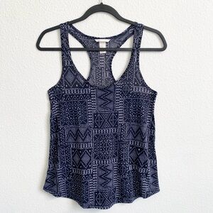 H&M Women's Dark Blue Tribal Print Racerback Tank Top